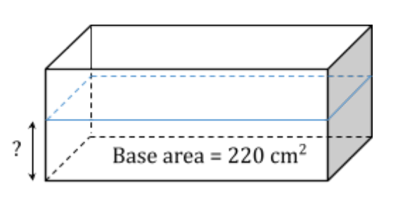 Finding the water level given the volume and base area